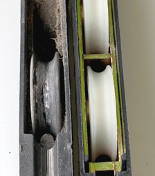 Old and new - sliding door roller repair